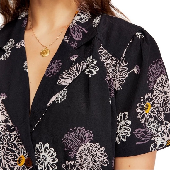 FREE PEOPLE Blue Hawaii Floral Dress BLACK SMALL - Picture 4 of 9